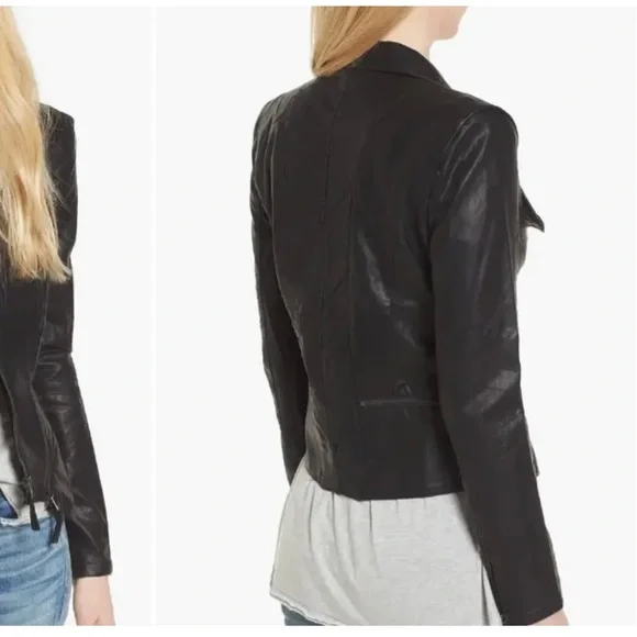 BlankNYC Onyx Vegan Leather Moto Jacket Black Zippered Pockets & Sleeves Multi - Picture 2 of 16